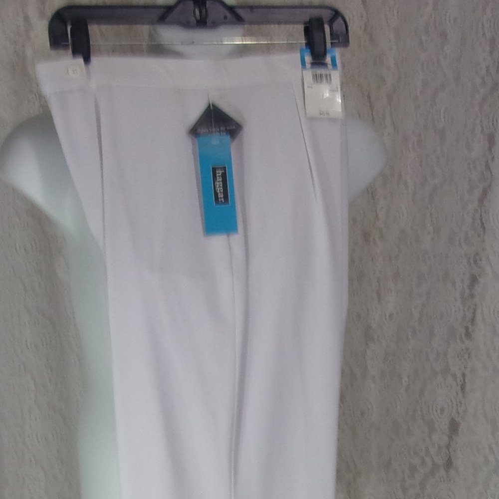 Haggar Dress Slacks Pants White Comfort Stretch